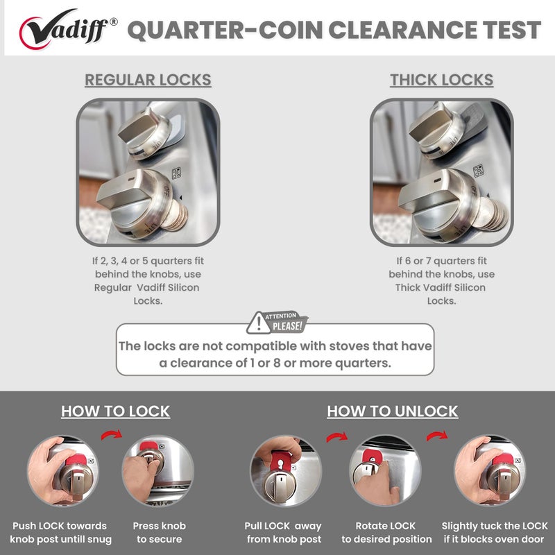 Vadiff 2025-26 Mom's Choice Winner- Gas Stove Knob Locks - Gray Silicone Stove Knob Safety Covers for Toddlers, Pets - Child Proof Universal Size Knobs - Baby Proofing Protectors for Electric Stoves- 5Pcs - Image 4